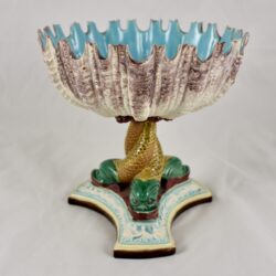 Royal Worcester Majolica Shell & Dolphin Pedestal Vide-Poche - SOLD